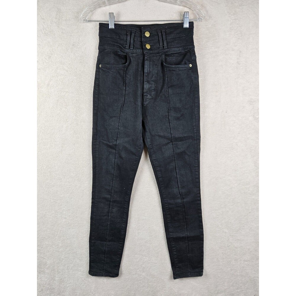 Frame Women's Front Seam High Waist Black Denim Ankle Jeans Size 27